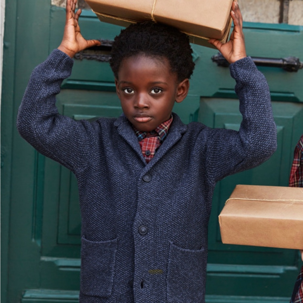 Navy knit cardigan S (4-5), Tea Collection